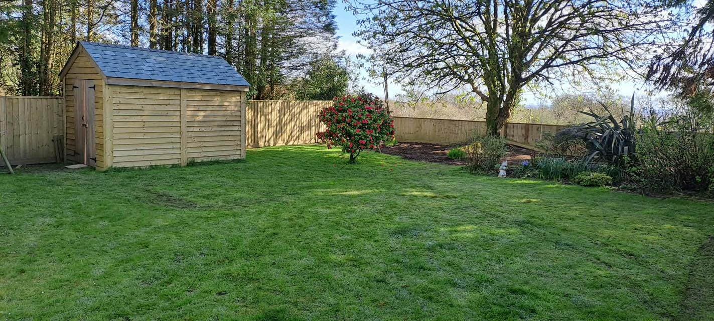 Bespoke apex-roof garden shed built on-plot by Inside and Out Maintenance, North Devon